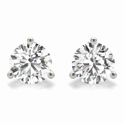 .5 - 2CTW Lab - Grown Diamond Round 14K White Gold Three - Prong Martini Stud Earrings - WJD Exclusives