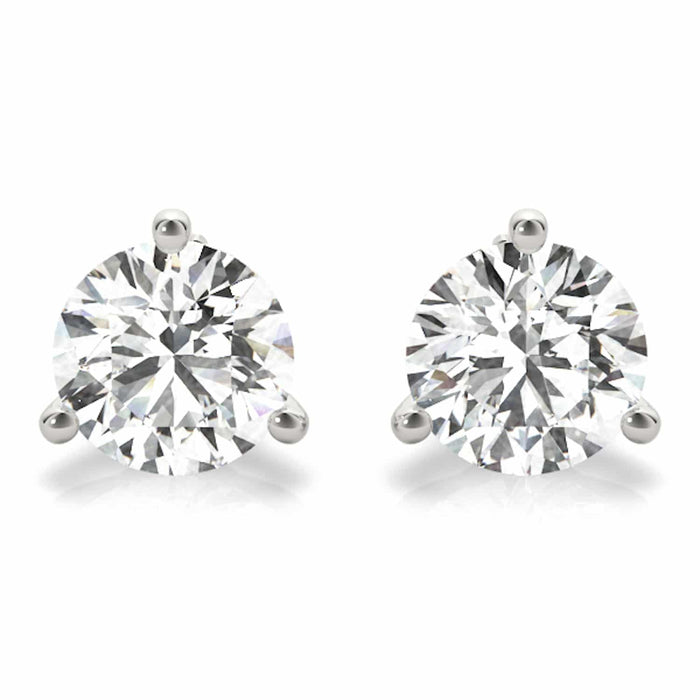 .5 - 2CTW Lab - Grown Diamond Round 14K White Gold Three - Prong Martini Stud Earrings - WJD Exclusives