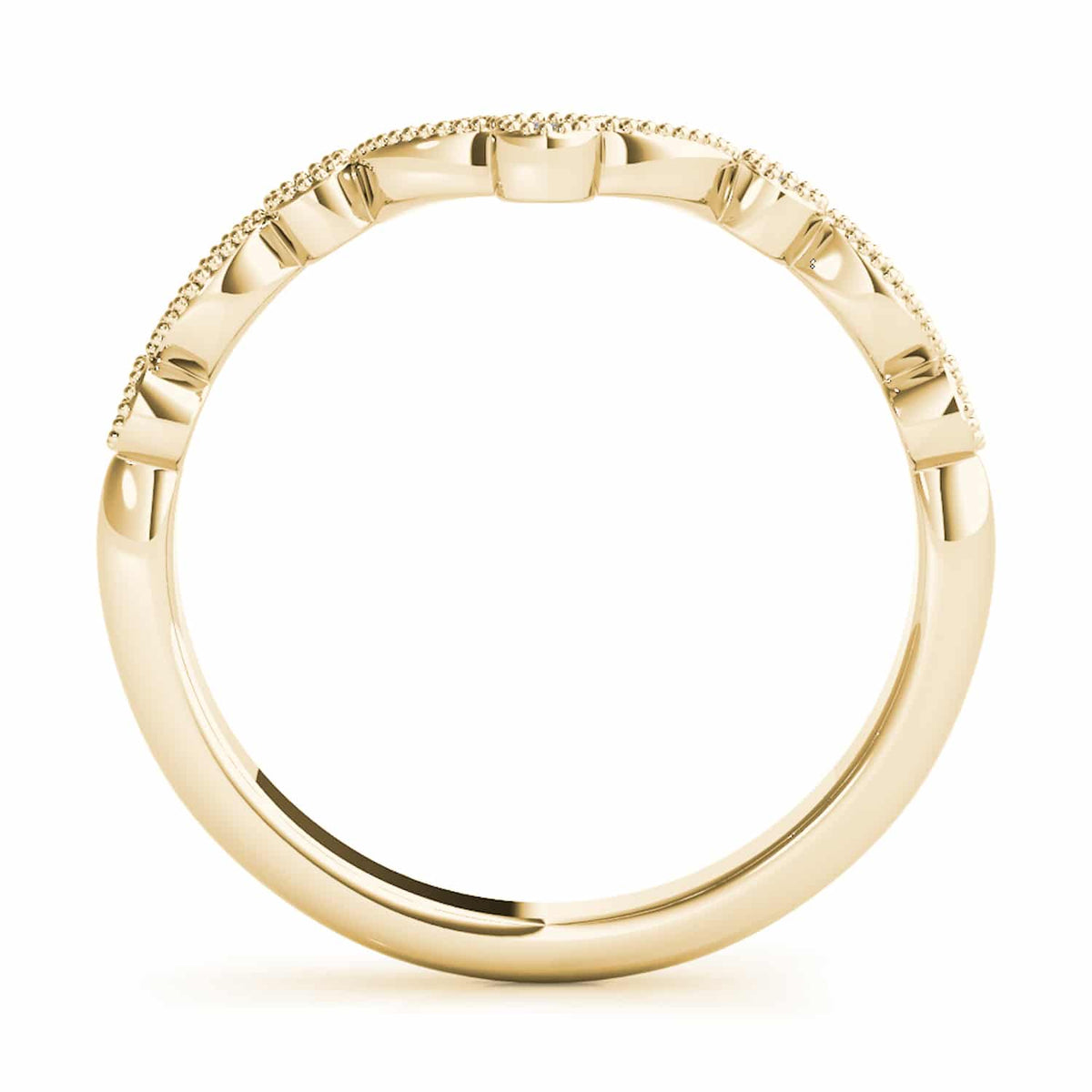 0.15CTW Natural Diamond 18K Gold Yellow Milgrain Chevron Wedding Band Ring - WJD Exclusives