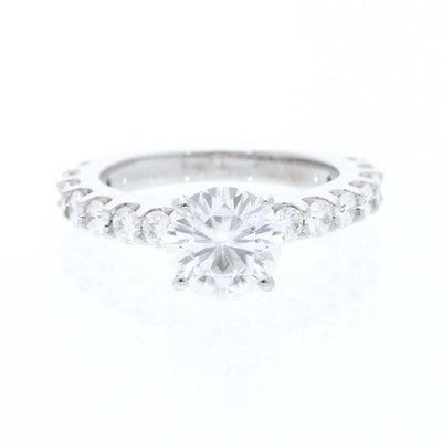 2.34Ct Real Moissanite & Diamonds 14K Gold White Round-Cut Engagement Ring