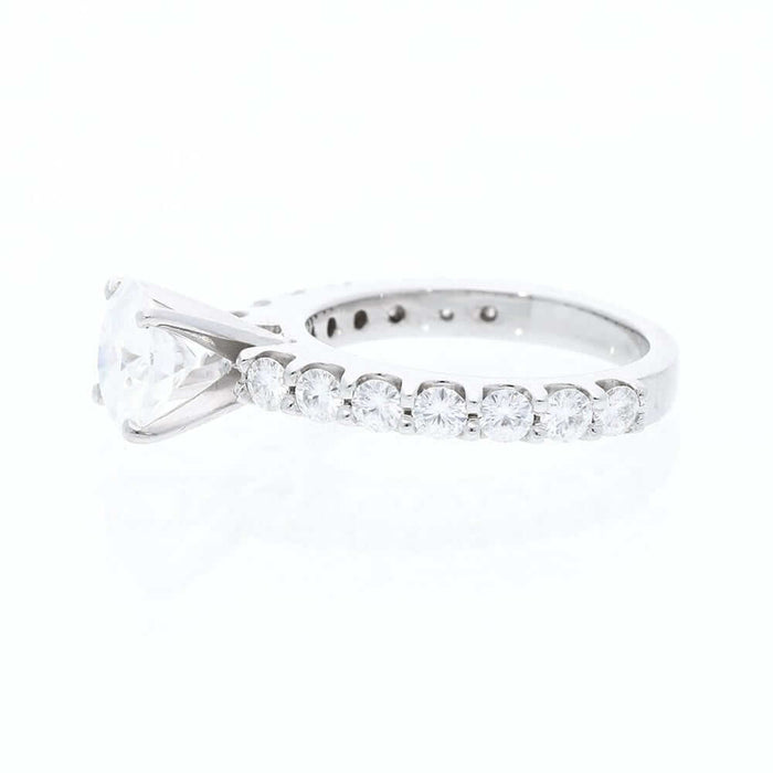 2.34Ct Real Moissanite & Diamonds 14K Gold White Round-Cut Engagement Ring