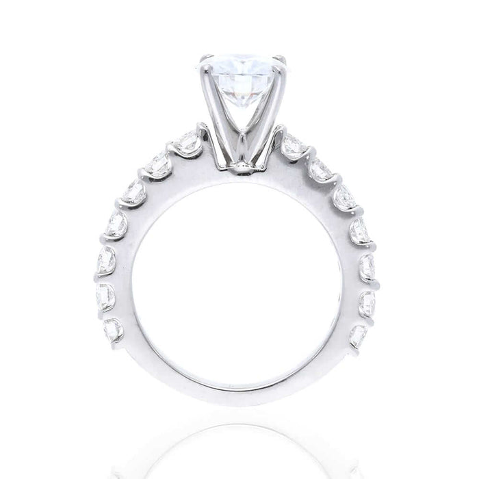 2.34Ct Real Moissanite & Diamonds 14K Gold White Round-Cut Engagement Ring