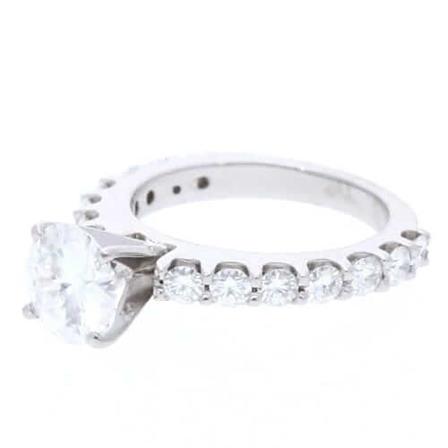 2.34Ct Real Moissanite & Diamonds 14K Gold White Round-Cut Engagement Ring