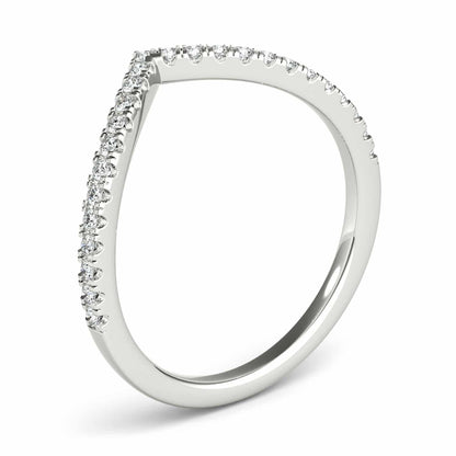 0.15CTW Real Diamond 18K Gold White Stackable Chevron Band Ring