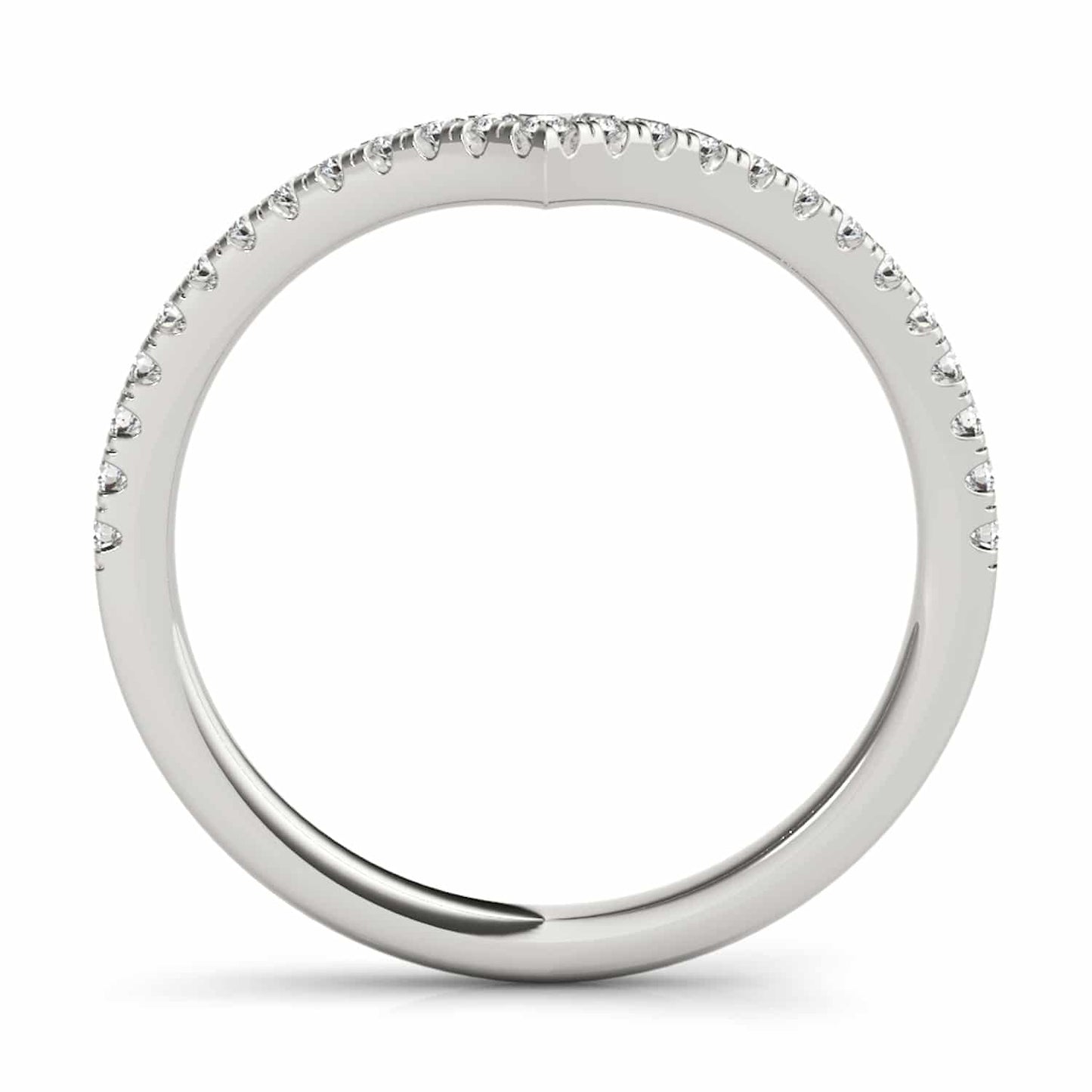 0.15CTW Real Diamond 18K Gold White Stackable Chevron Band Ring