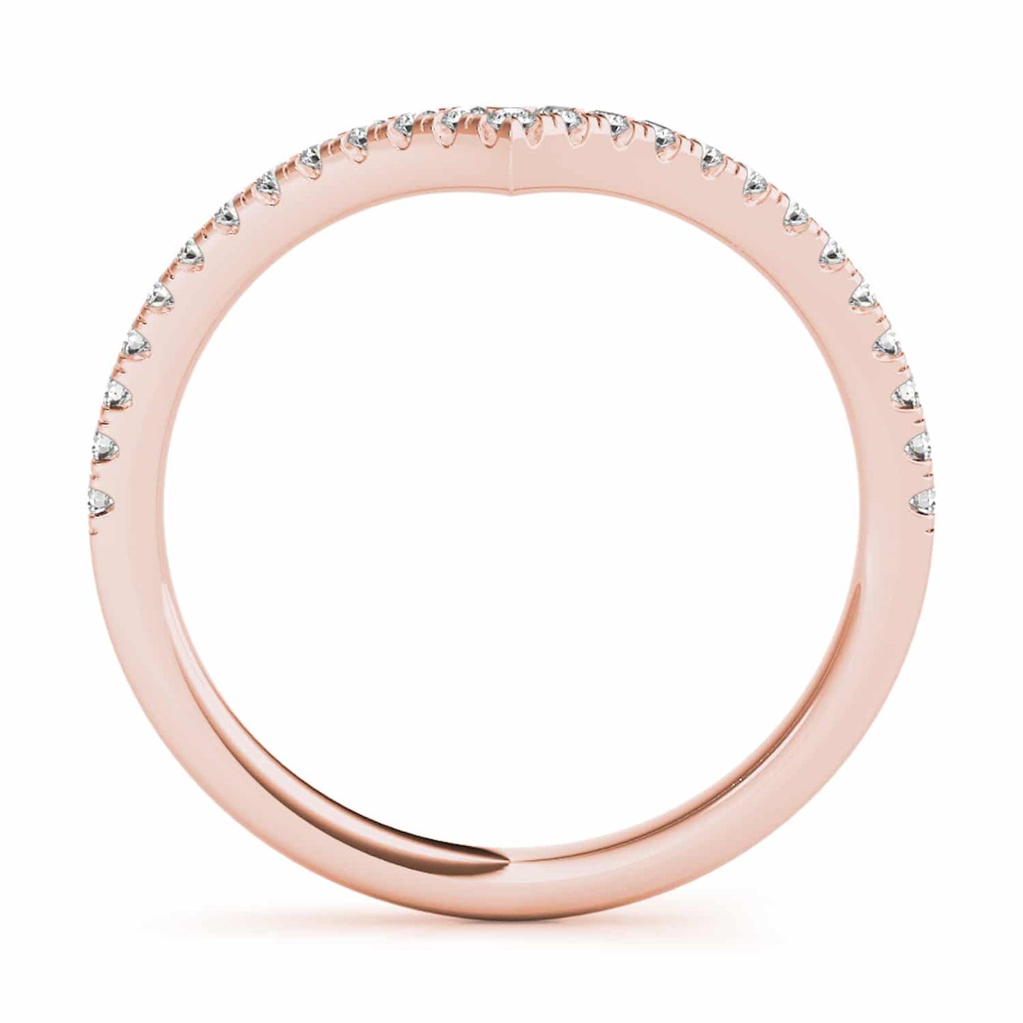 0.15CTW Real Diamond 18K Gold Rose Stackable Chevron Band Ring