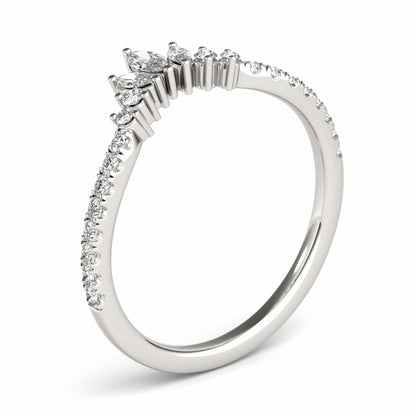 0.35CTW Lab-Grown Diamond Marquise Round 18K Gold White Chevron Ring Band