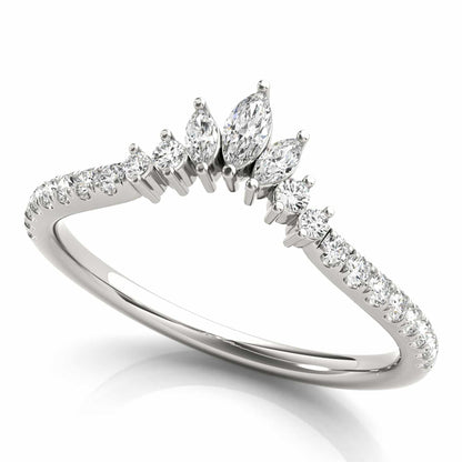 0.35CTW Lab-Grown Diamond Marquise Round 18K Gold White Chevron Ring Band