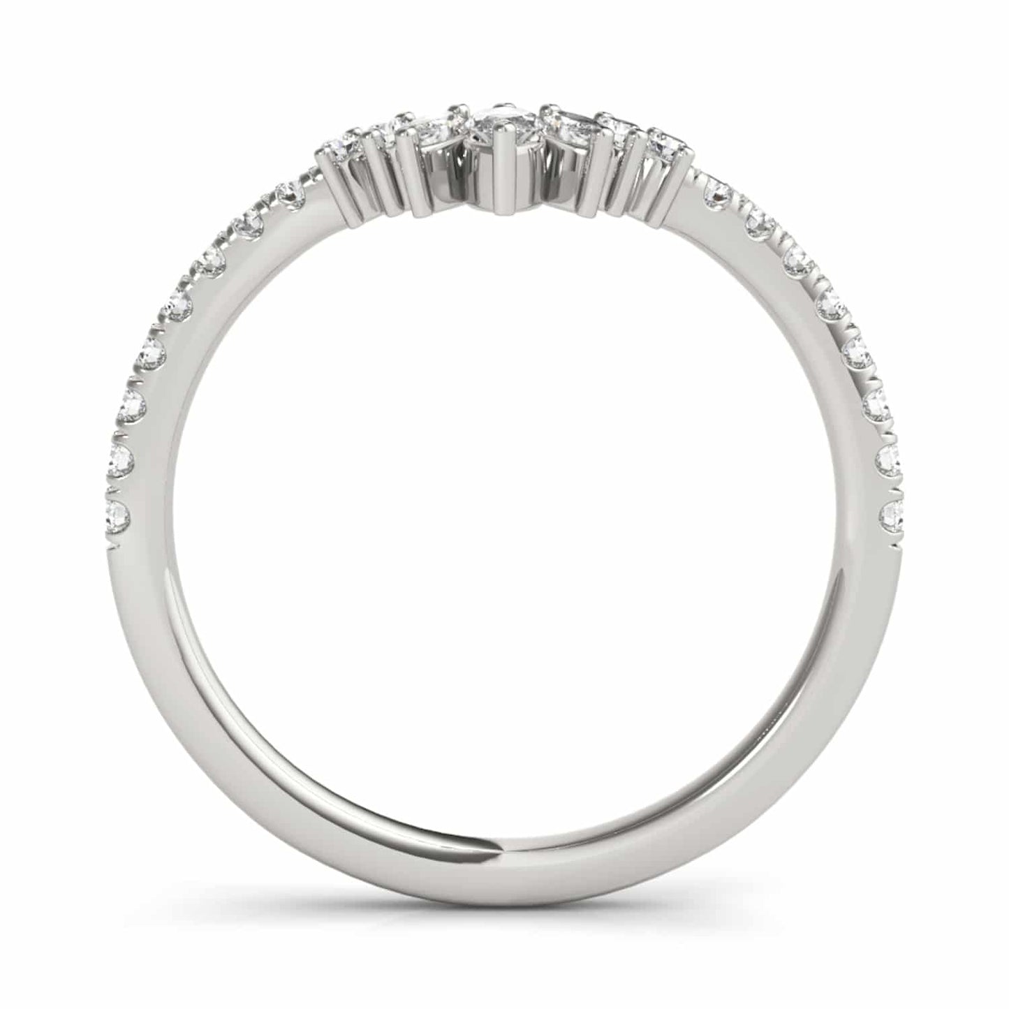 0.35CTW Lab-Grown Diamond Marquise Round 18K Gold White Chevron Ring Band