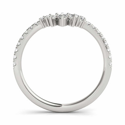 0.35CTW Lab-Grown Diamond Marquise Round 18K Gold White Chevron Ring Band