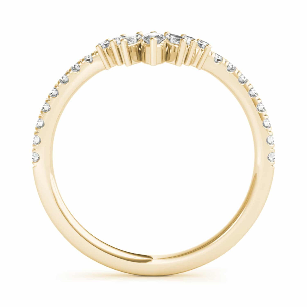 0.35CTW Lab - Grown Diamond Marquise Round 18K Gold Yellow Chevron Ring Band - WJD Exclusives