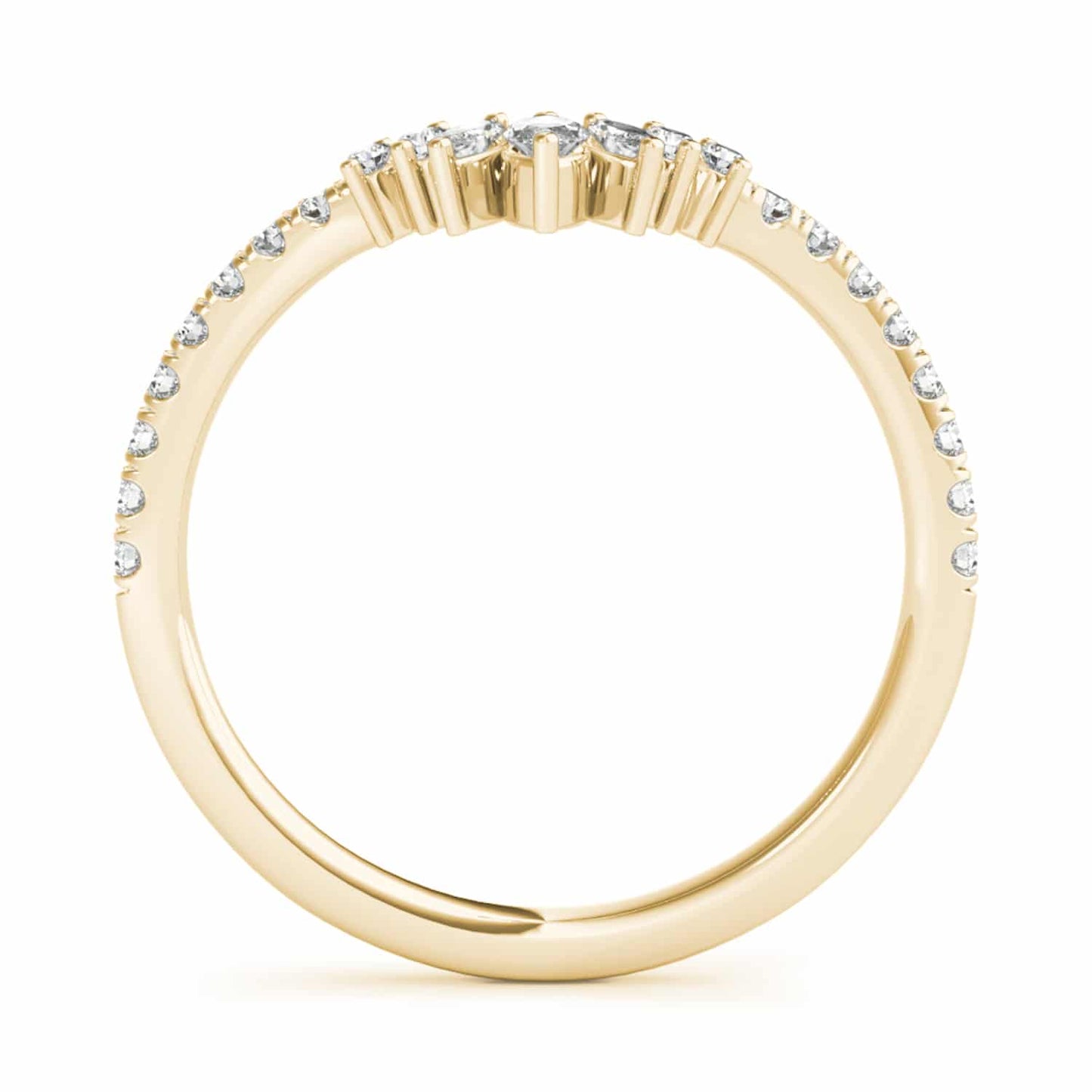 0.35CTW Lab-Grown Diamond Marquise Round 18K Gold Yellow Chevron Ring Band