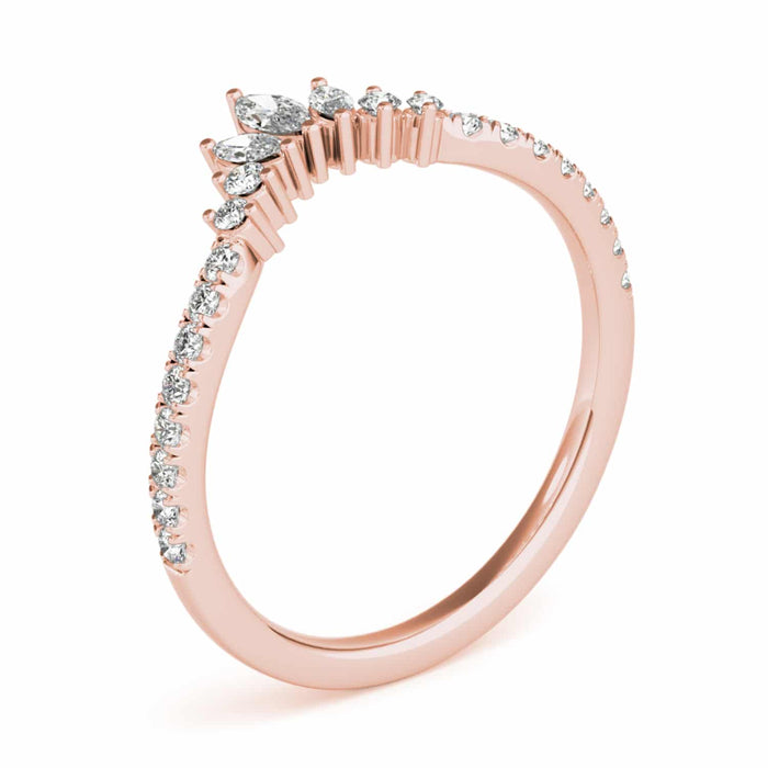 0.35CTW Lab - Grown Diamond Marquise Round 18K Rose Gold Chevron Ring Band - WJD Exclusives