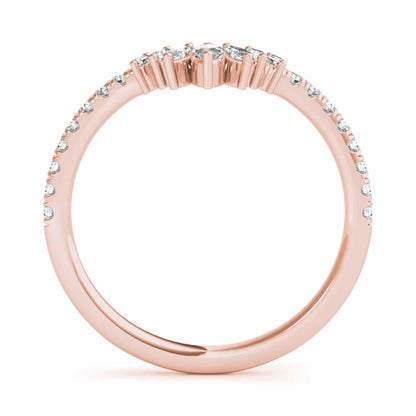 0.35CTW Lab-Grown Diamond Marquise Round 18K Gold Rose Chevron Ring Band