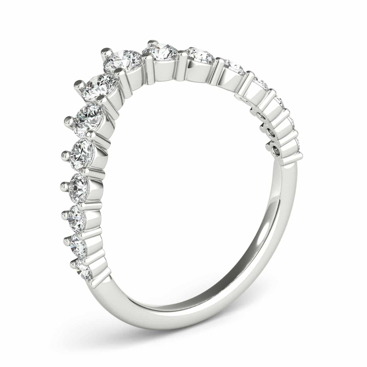 0.75CTW Lab-Grown Diamond Round 18K Gold White Graduated Chevron Band Ring