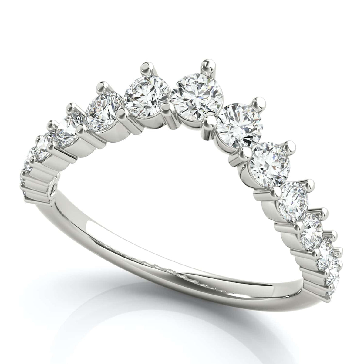 0.75CTW Lab - Grown Diamond Round 18K Gold White Graduated Chevron Band Ring - WJD Exclusives