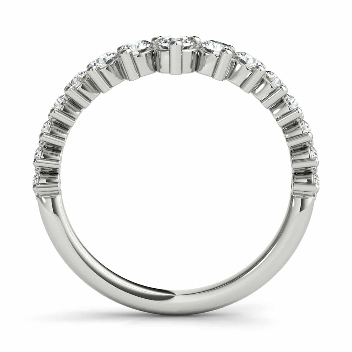 0.75CTW Lab - Grown Diamond Round 18K Gold White Graduated Chevron Band Ring - WJD Exclusives