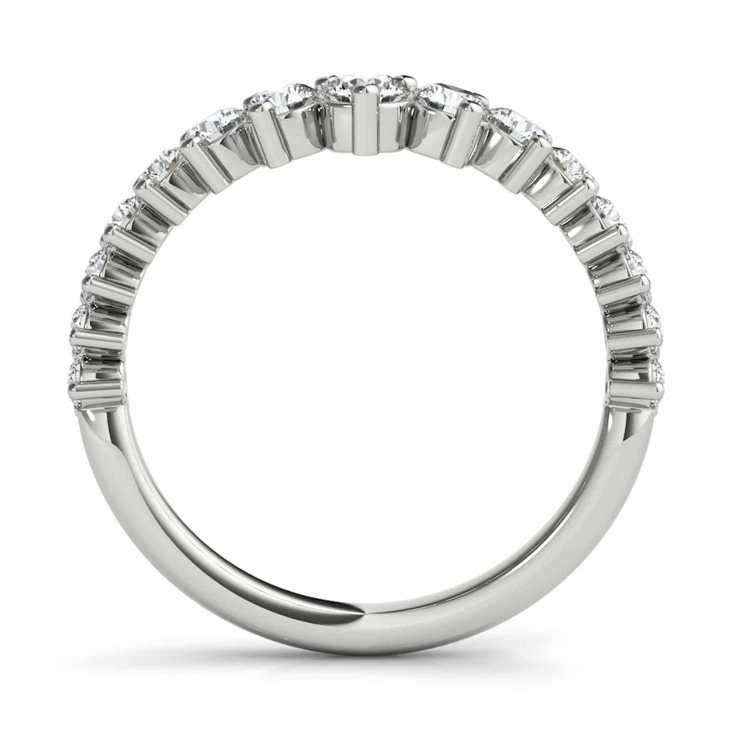 0.75CTW Lab-Grown Diamond Round 18K Gold White Graduated Chevron Band Ring