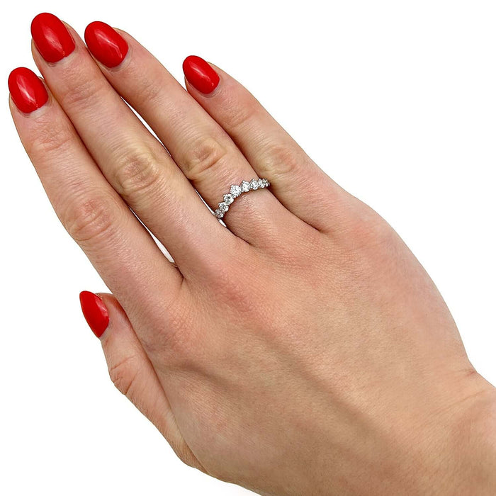 0.75CTW Lab - Grown Diamond Round 18K Gold White Graduated Chevron Band Ring - WJD Exclusives