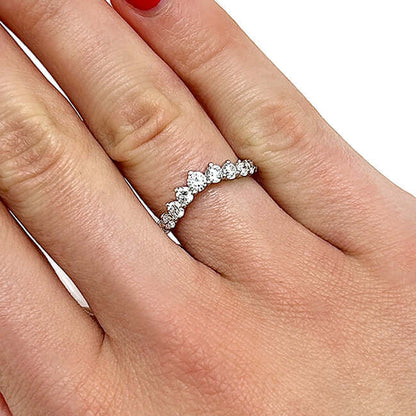 0.75CTW Lab-Grown Diamond Round 18K Gold White Graduated Chevron Band Ring