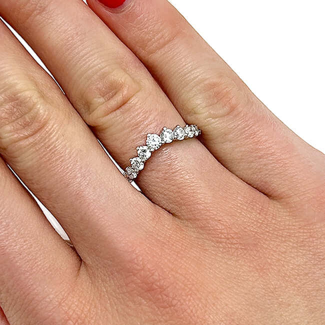 0.75CTW Lab - Grown Diamond Round 18K Gold White Graduated Chevron Band Ring - WJD Exclusives