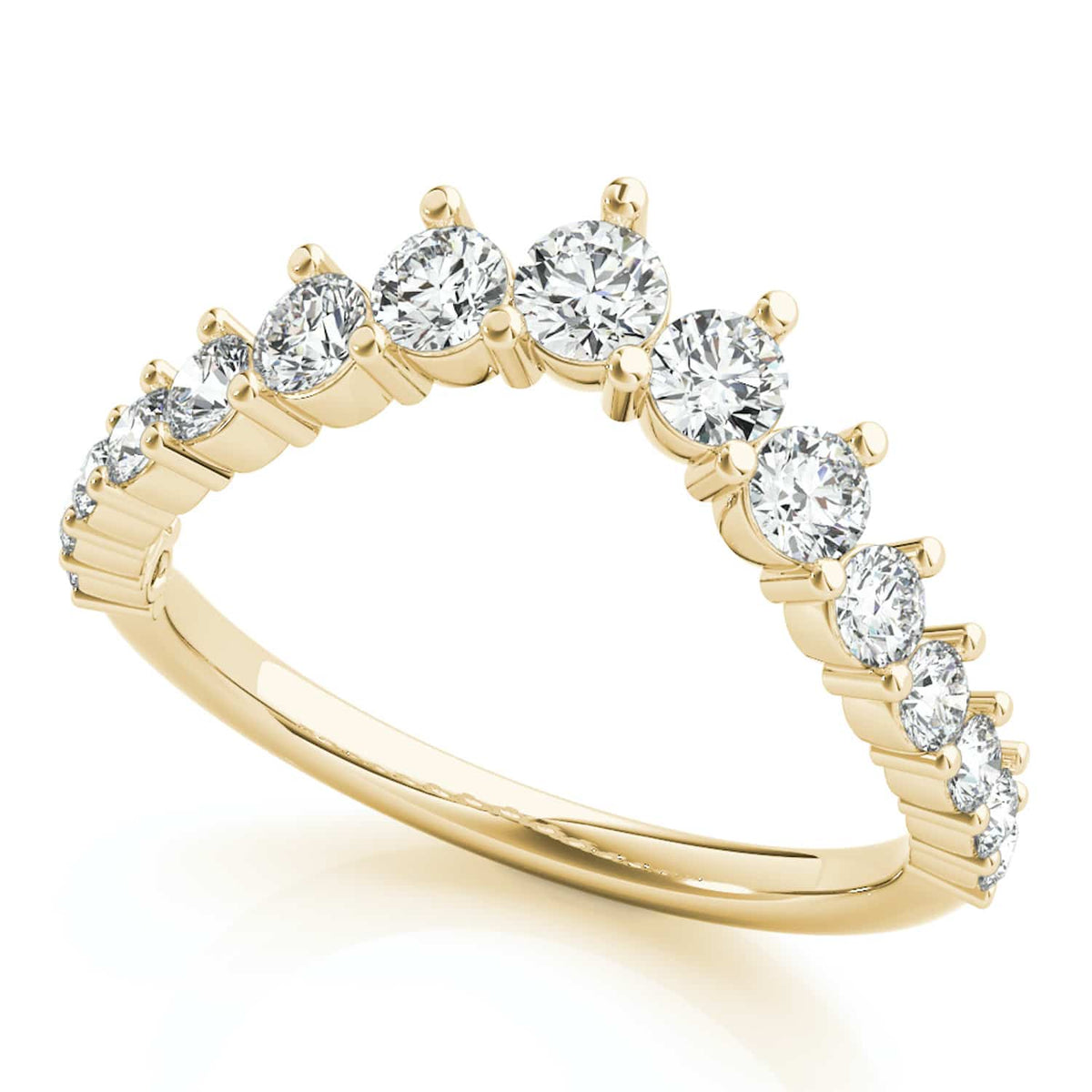 0.75CTW Lab - Grown Diamond Round 18K Gold Yellow Graduated Chevron Band Ring - WJD Exclusives