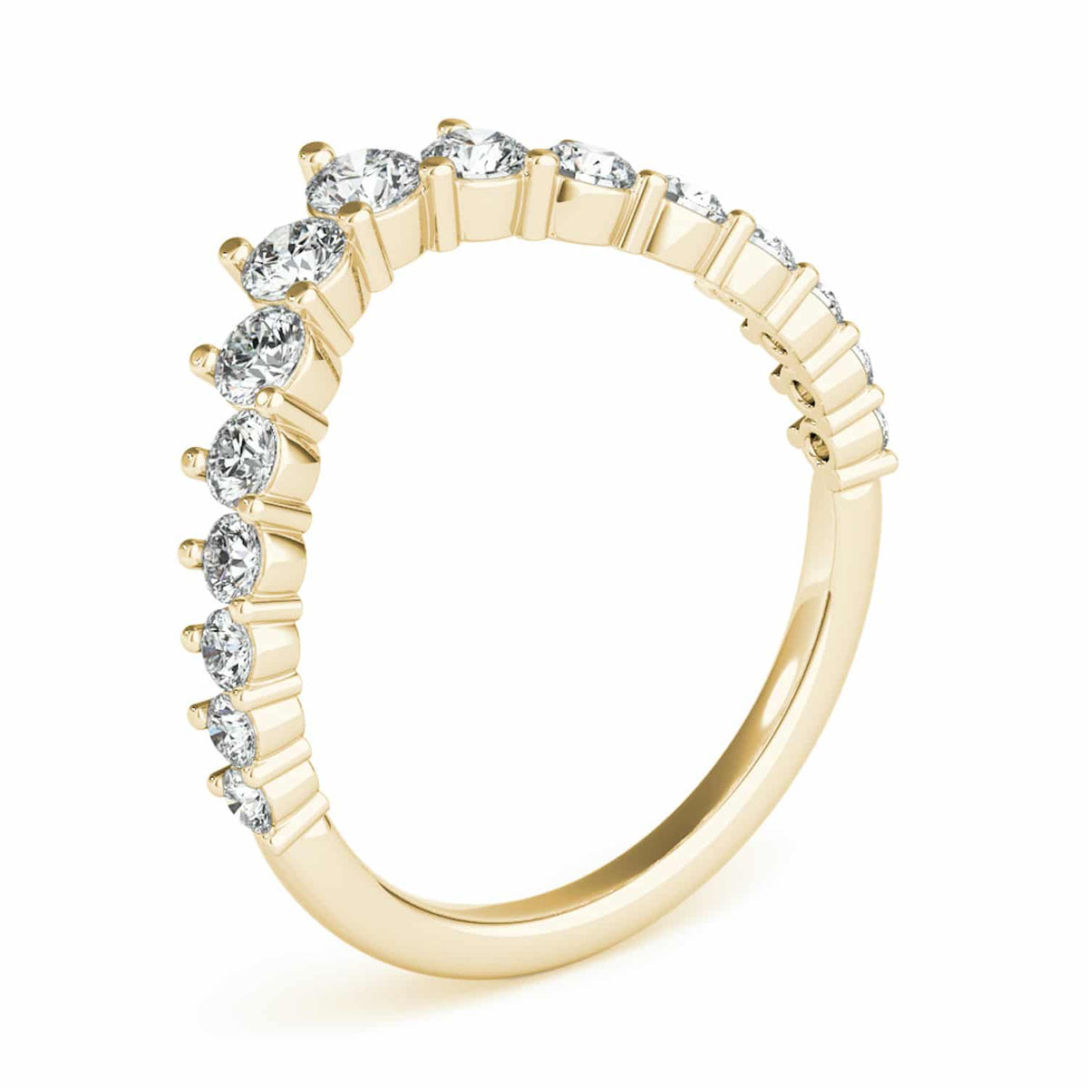 0.75CTW Lab - Grown Diamond Round 18K Gold Yellow Graduated Chevron Band Ring - WJD Exclusives