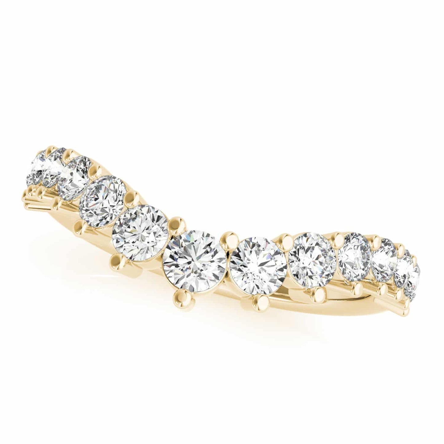 0.75CTW Lab-Grown Diamond Round 18K Gold Yellow Graduated Chevron Band Ring