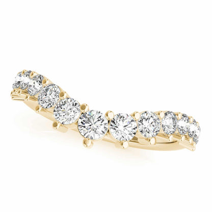 0.75CTW Lab-Grown Diamond Round 18K Gold Yellow Graduated Chevron Band Ring