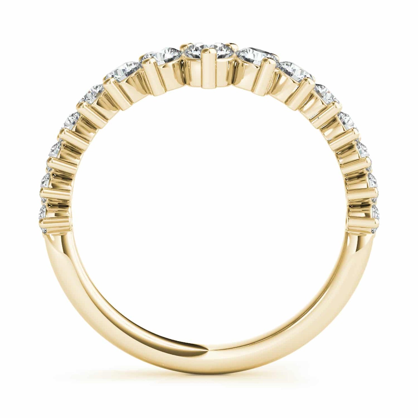 0.75CTW Lab-Grown Diamond Round 18K Gold Yellow Graduated Chevron Band Ring