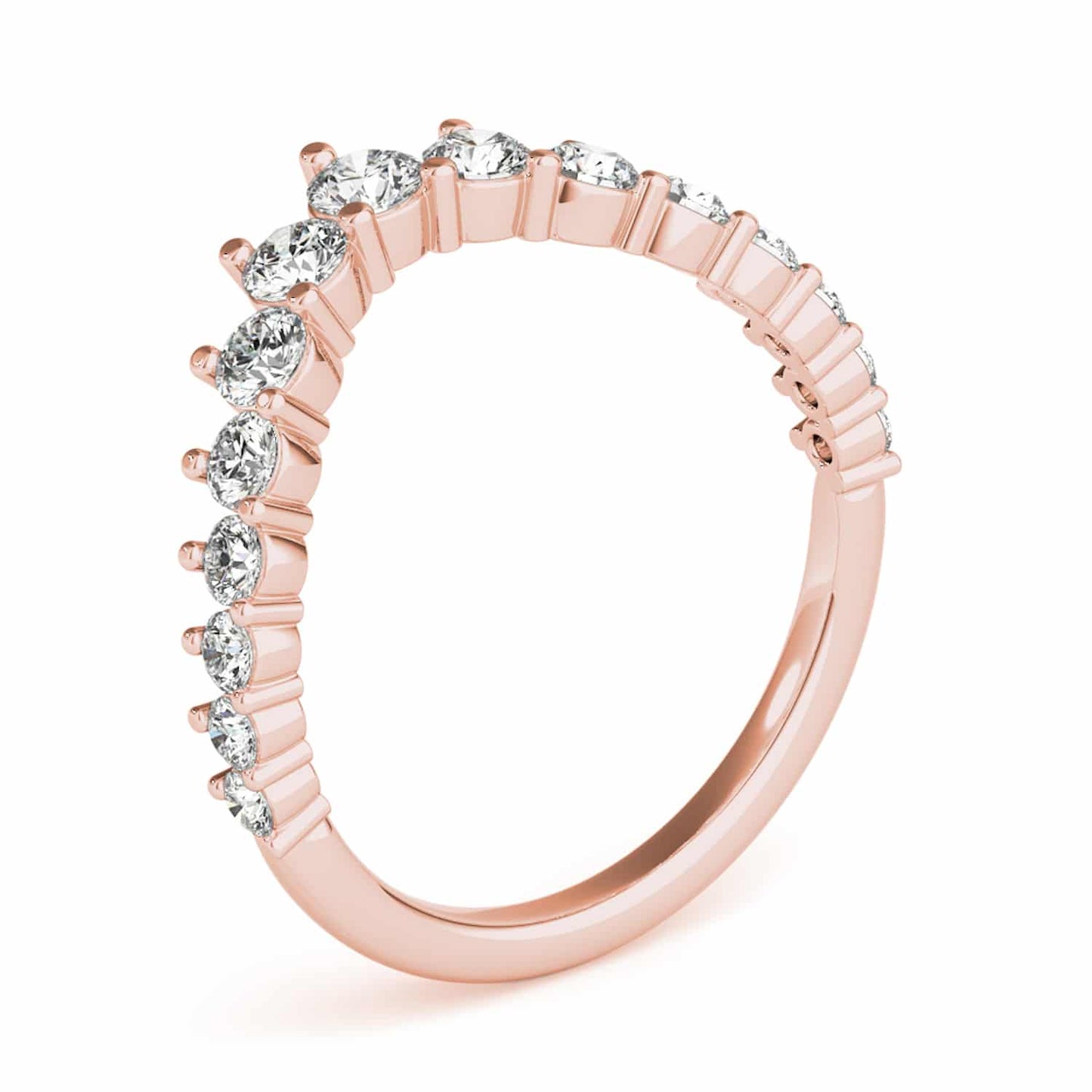 0.75CTW Lab-Grown Diamond Round 18K Gold Rose Graduated Chevron Band Ring