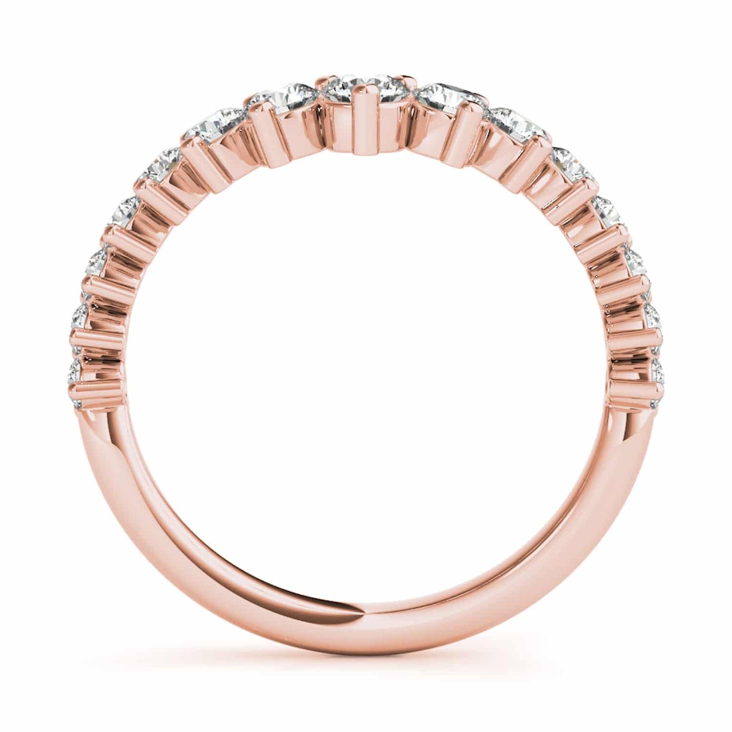 0.75CTW Lab-Grown Diamond Round 18K Gold Rose Graduated Chevron Band Ring