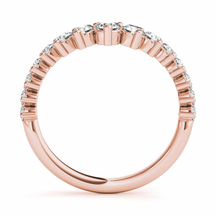 0.75CTW Lab - Grown Diamond Round 18K Rose Gold Graduated Chevron Band Ring - WJD Exclusives