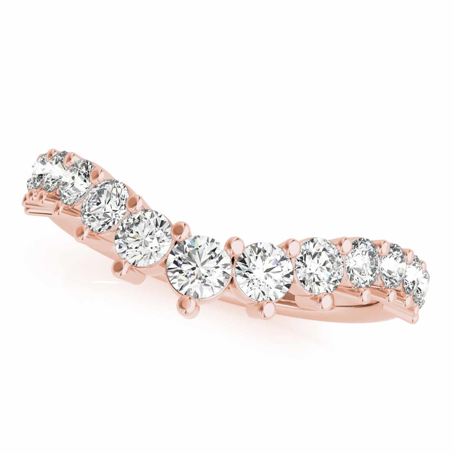 0.75CTW Lab-Grown Diamond Round 18K Gold Rose Graduated Chevron Band Ring