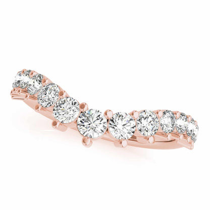 0.75CTW Lab-Grown Diamond Round 18K Gold Rose Graduated Chevron Band Ring