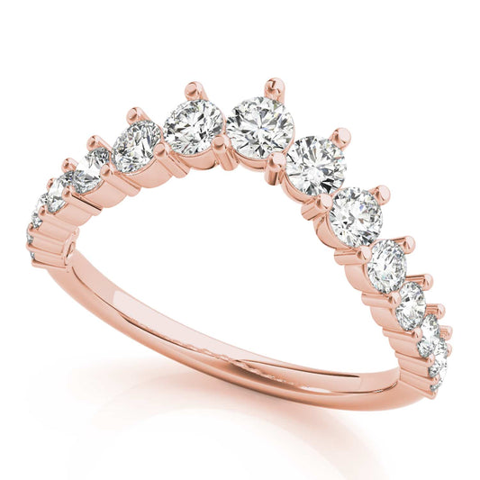 0.75CTW Lab-Grown Diamond Round 18K Gold Rose Graduated Chevron Band Ring