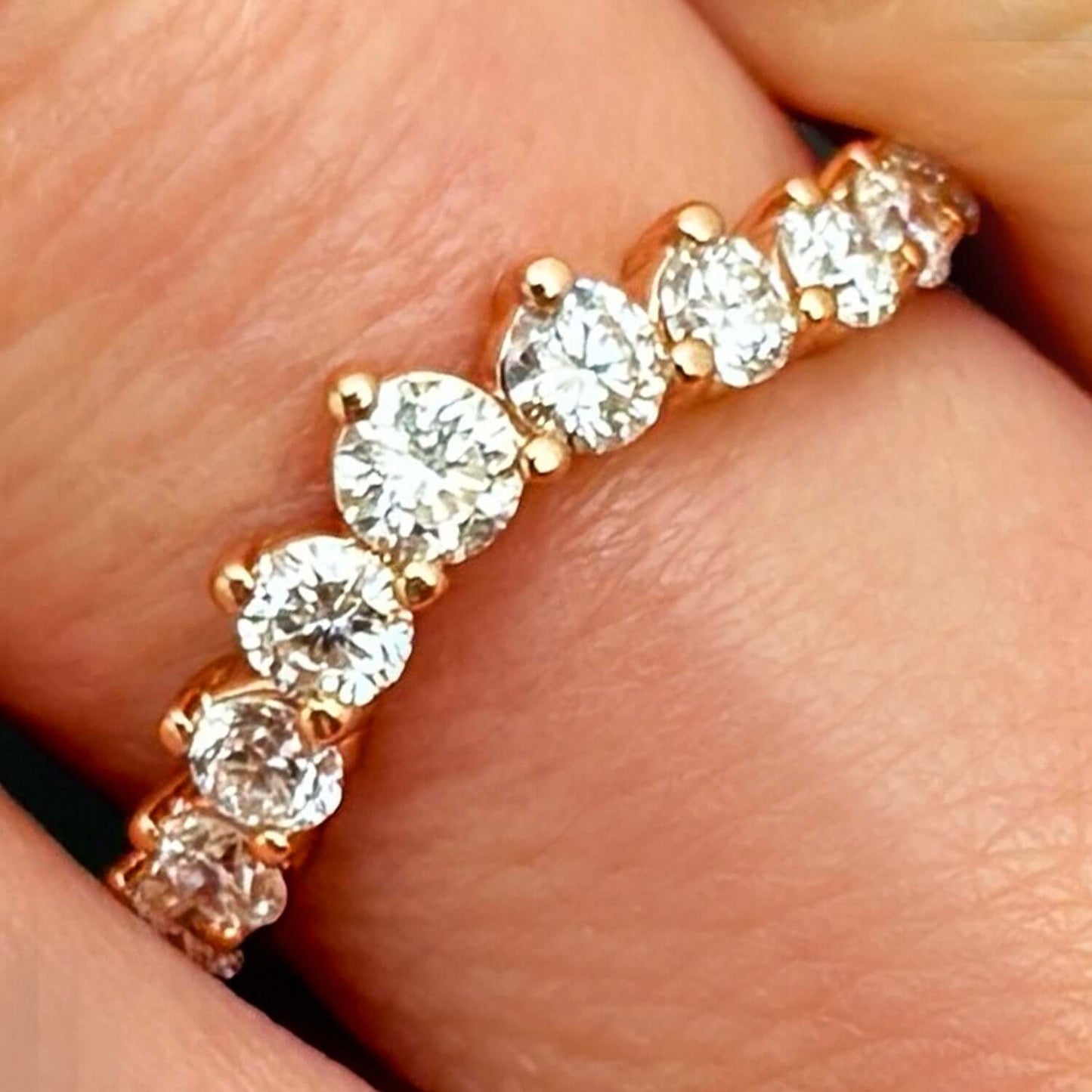 0.75CTW Lab - Grown Diamond Round 18K Rose Gold Graduated Chevron Band Ring - WJD Exclusives