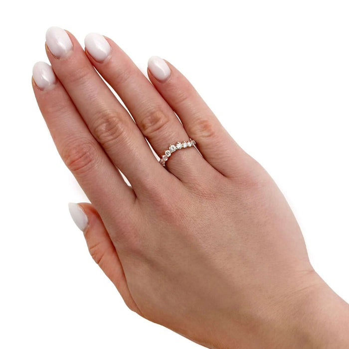 0.75CTW Lab - Grown Diamond Round 18K Rose Gold Graduated Chevron Band Ring - WJD Exclusives