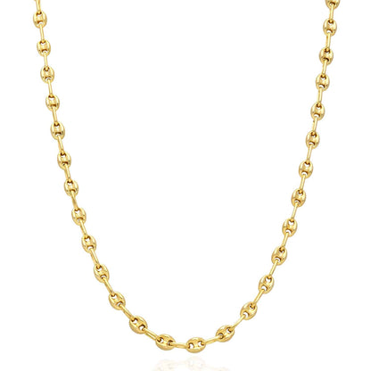 18K Yellow Gold Over Silver 4.5mm Puffed Anchor Mariner Chain 16"-24"
