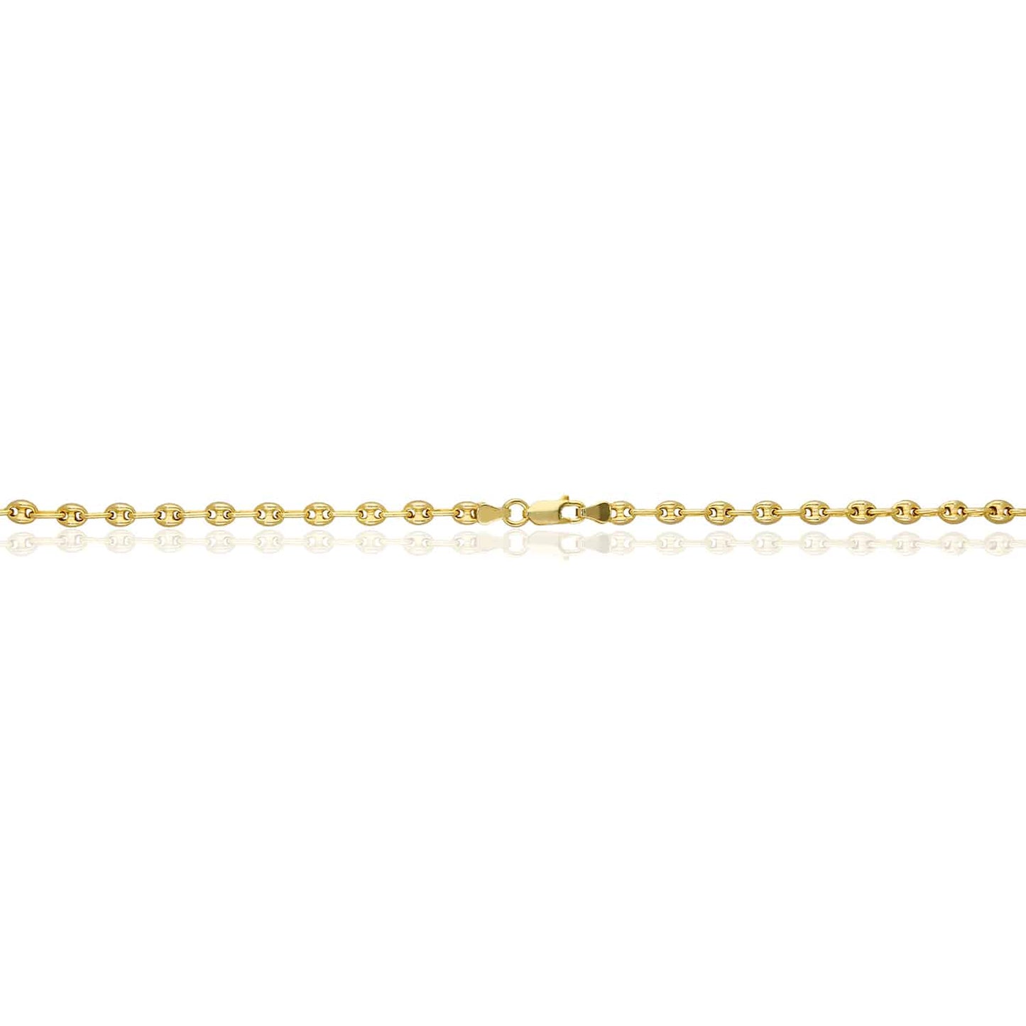 18K Yellow Gold Over Silver 4.5mm Puffed Anchor Mariner Chain 16"-24"