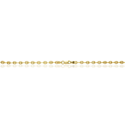 18K Yellow Gold Over Silver 4.5mm Puffed Anchor Mariner Chain 16"-24"