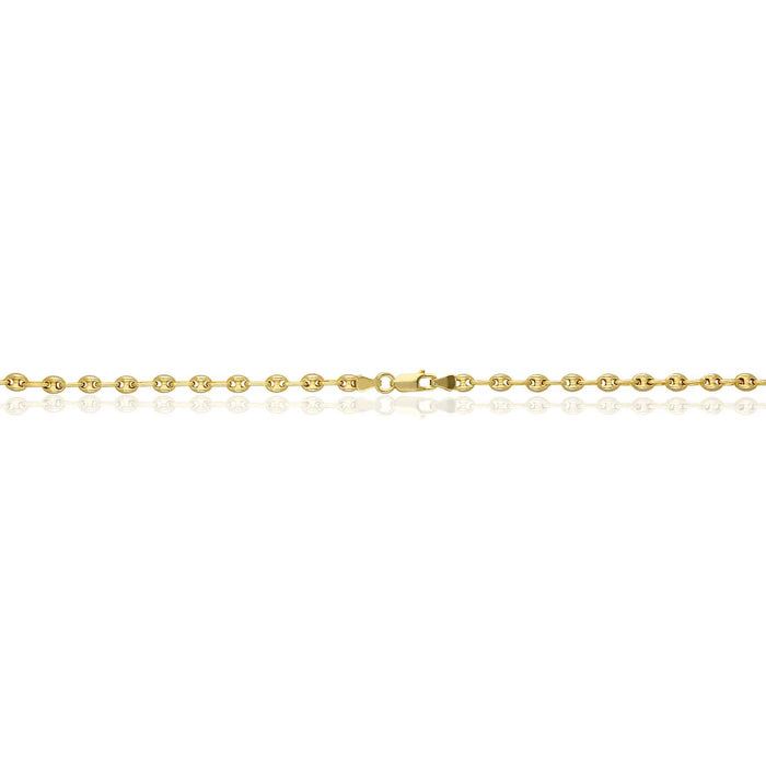 18K Yellow Gold Over Silver 4.5mm Puffed Anchor Mariner Chain (Solid Links) 16" - 24" - WJD Exclusives