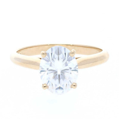 2.10Ct Oval-Cut Moissanite 14K Yellow Gold Solitaire Engagement Ring
