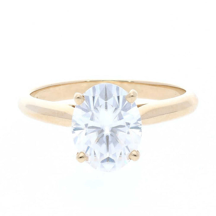 2.10Ct Oval-Cut Moissanite 14K Yellow Gold Solitaire Engagement Ring