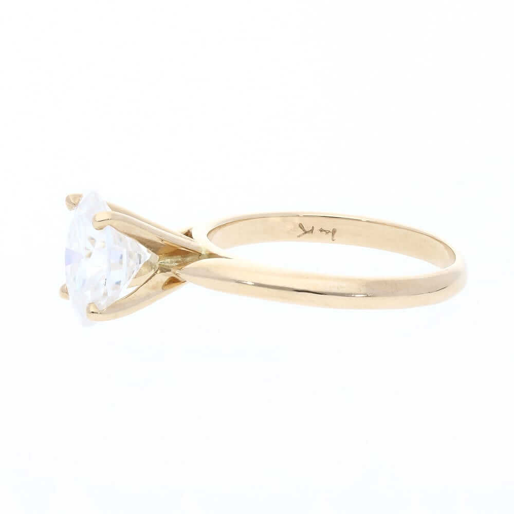2.10Ct Oval-Cut Moissanite 14K Yellow Gold Solitaire Engagement Ring