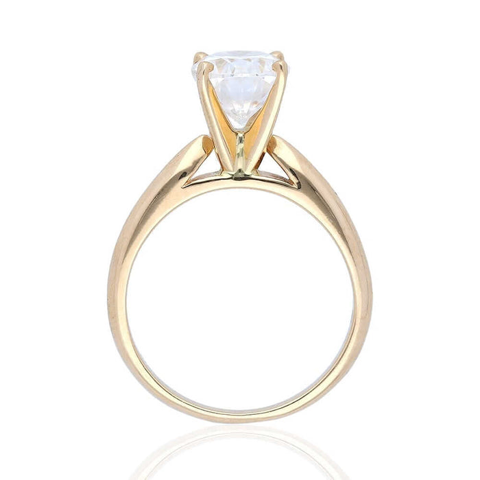 2.10Ct Oval-Cut Moissanite 14K Yellow Gold Solitaire Engagement Ring