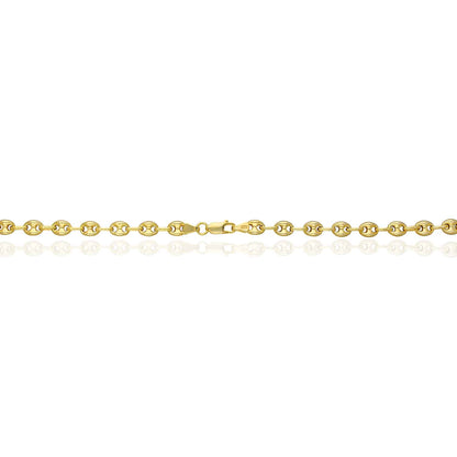 18K Yellow Gold Over Silver 6mm Puffed Anchor Mariner Chain Necklace 16"-24"