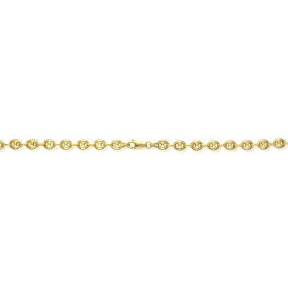 18K Yellow Gold Over Silver 7mm Puffed Anchor Mariner Chain 16"-24"