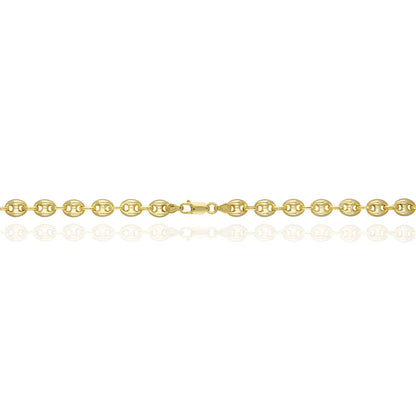 18K Yellow Gold Over Silver 8mm Puffed Anchor Mariner Chain Necklace 16"-24"