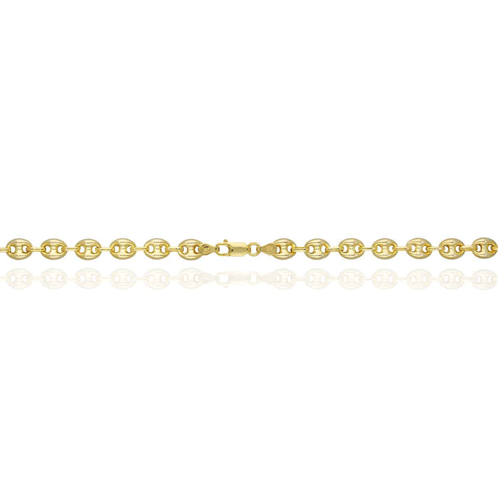 18K Yellow Gold Over Silver 8mm Puffed Anchor Mariner Chain (Solid Links) 16" - 24" - WJD Exclusives